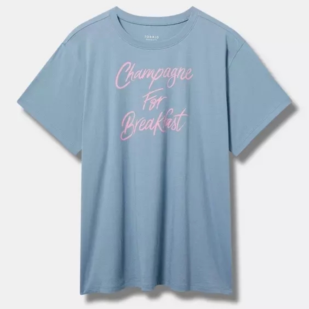 Champagne Breakfast Crew Heritage Jersey Tee Graphic T-Shirt with Pink Text A1 - Picture 1 of 4